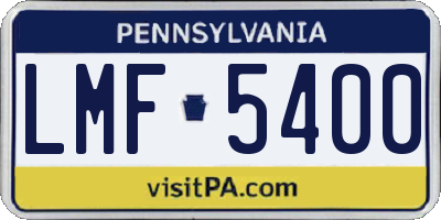 PA license plate LMF5400