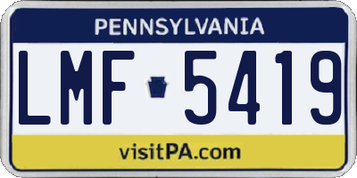 PA license plate LMF5419