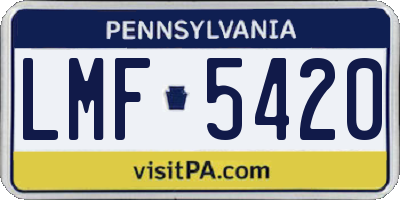 PA license plate LMF5420