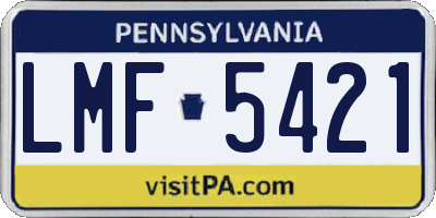 PA license plate LMF5421