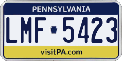 PA license plate LMF5423