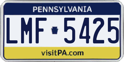 PA license plate LMF5425
