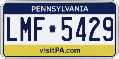 PA license plate LMF5429