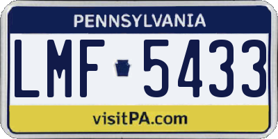 PA license plate LMF5433