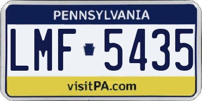 PA license plate LMF5435
