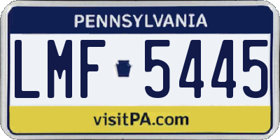PA license plate LMF5445