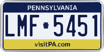 PA license plate LMF5451