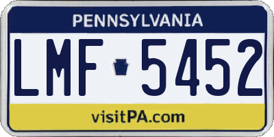 PA license plate LMF5452