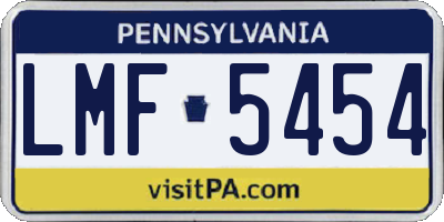 PA license plate LMF5454