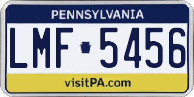 PA license plate LMF5456