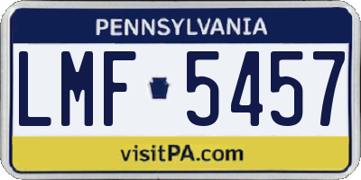 PA license plate LMF5457