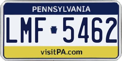 PA license plate LMF5462