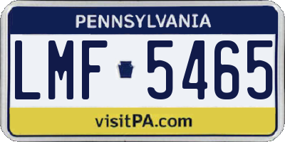 PA license plate LMF5465