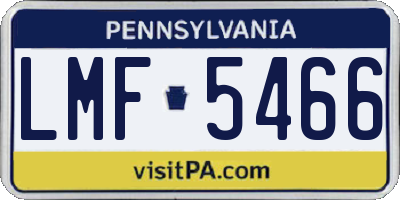 PA license plate LMF5466