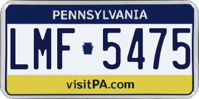 PA license plate LMF5475