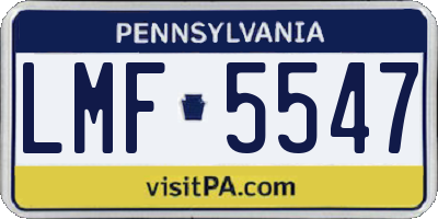PA license plate LMF5547