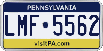 PA license plate LMF5562