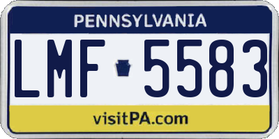 PA license plate LMF5583