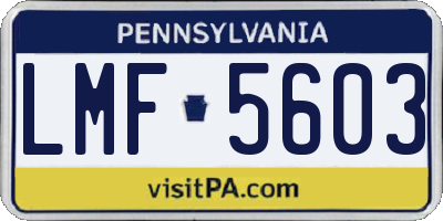PA license plate LMF5603
