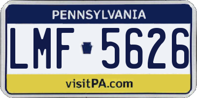 PA license plate LMF5626