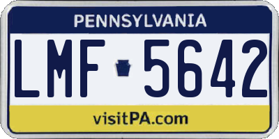 PA license plate LMF5642