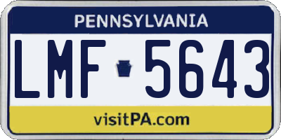 PA license plate LMF5643