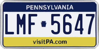PA license plate LMF5647