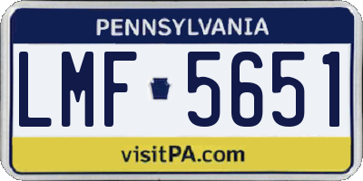 PA license plate LMF5651