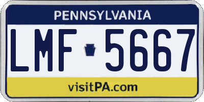 PA license plate LMF5667