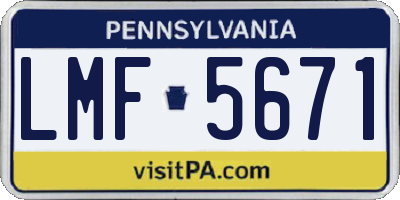 PA license plate LMF5671
