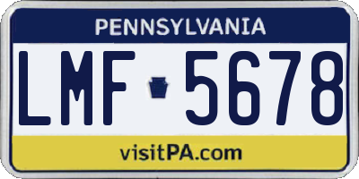 PA license plate LMF5678