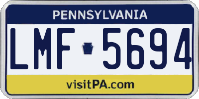 PA license plate LMF5694