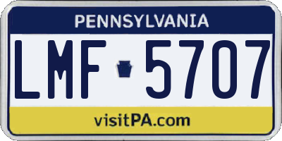 PA license plate LMF5707