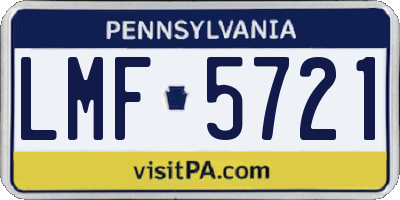 PA license plate LMF5721
