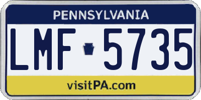 PA license plate LMF5735