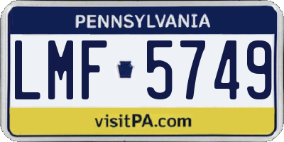 PA license plate LMF5749