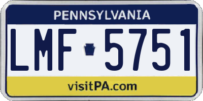 PA license plate LMF5751