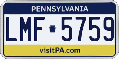 PA license plate LMF5759