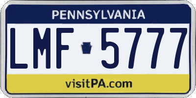 PA license plate LMF5777