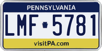 PA license plate LMF5781