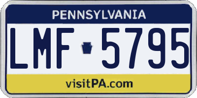 PA license plate LMF5795
