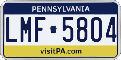 PA license plate LMF5804