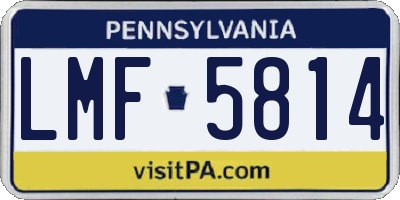 PA license plate LMF5814