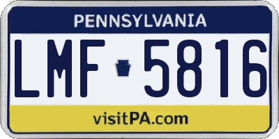 PA license plate LMF5816