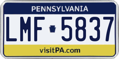 PA license plate LMF5837
