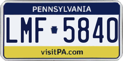 PA license plate LMF5840