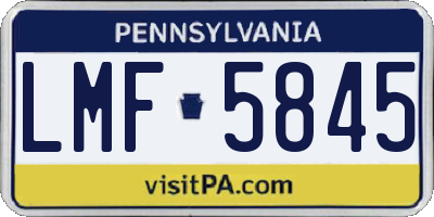 PA license plate LMF5845