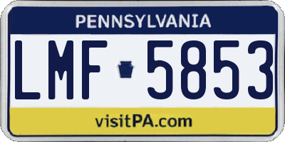 PA license plate LMF5853