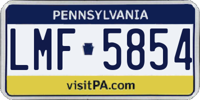 PA license plate LMF5854
