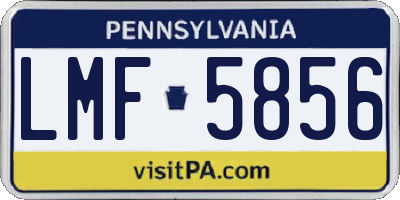PA license plate LMF5856